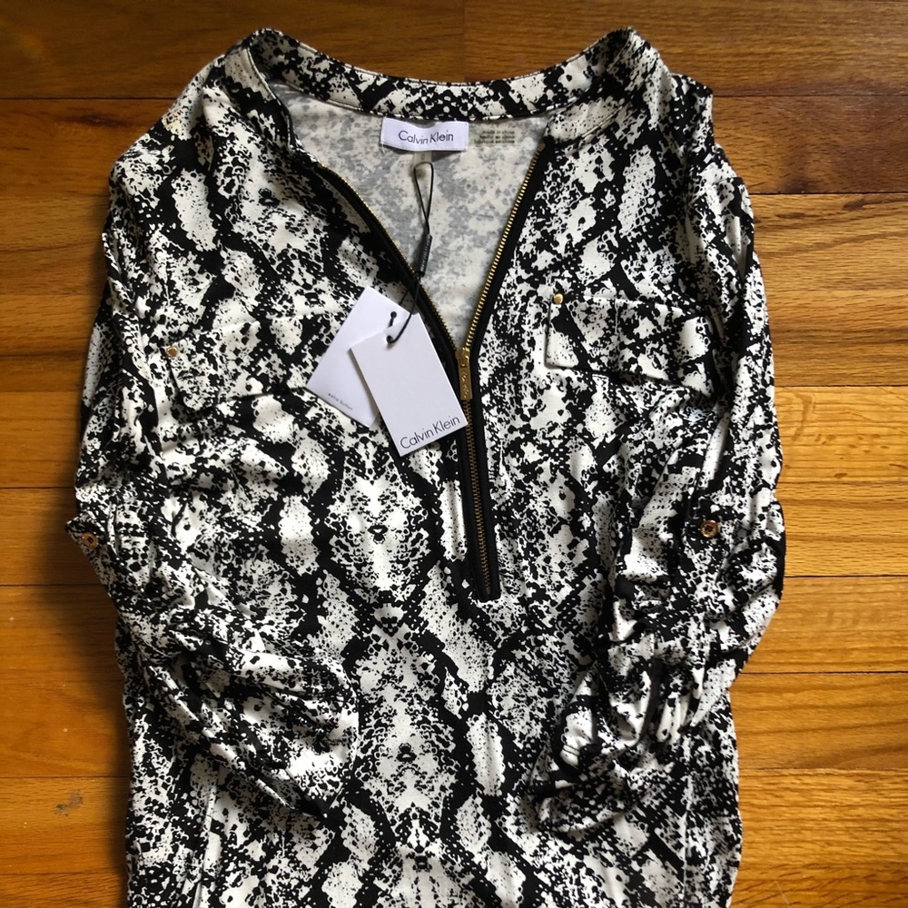 NWT Calvin Klein Half-Zip Blouse